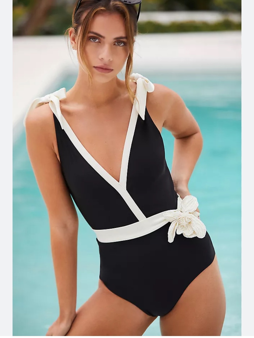 PatBO Beaded Flower Swimsuit